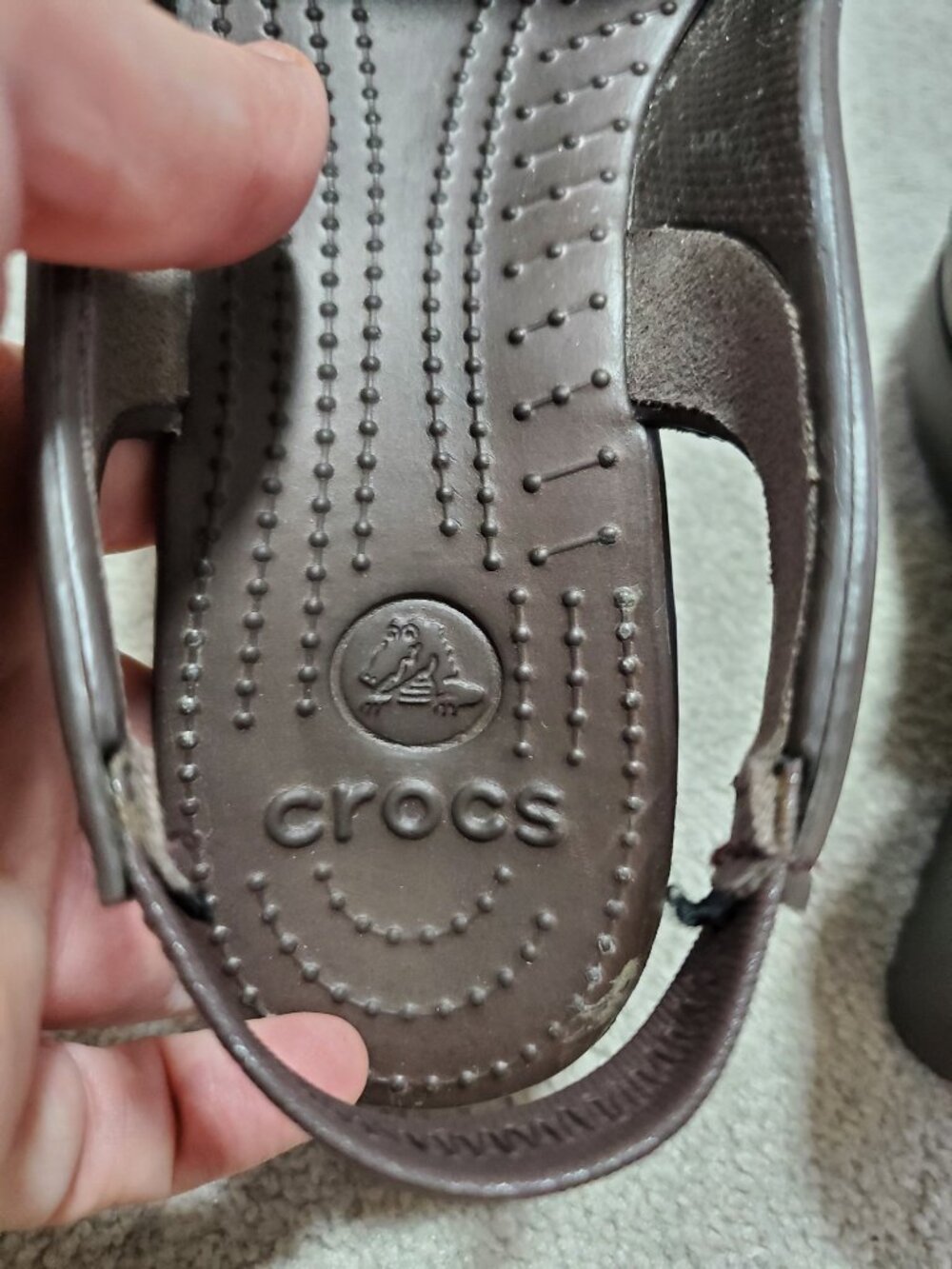 CROCS Farrah Wedge Sandals Brown Sz 9 Slingback Platform Peep Toe Summer Beach - Picture 11 of 14
